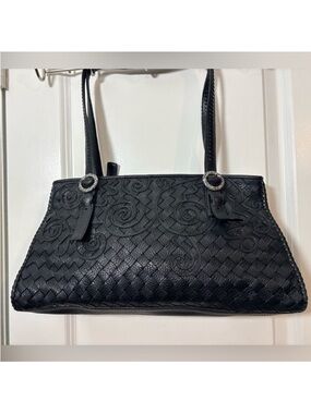 Brighton Ferrara Woven Leather Shoulder Bag - Black